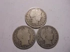 Barber Half Dollar 3 coin lot 1907, 1907-D, 1907-S  90% silver  over 1 toz