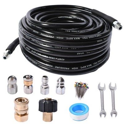Sewer Jetter Kit for Pressure Washer 5800 PSI Drain Cleaner Hose 1/4 Female N...