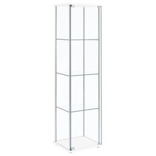 Gabinete de curiosidades de vidrio transparente Coaster Bellatrix de 3 estantes en blanco