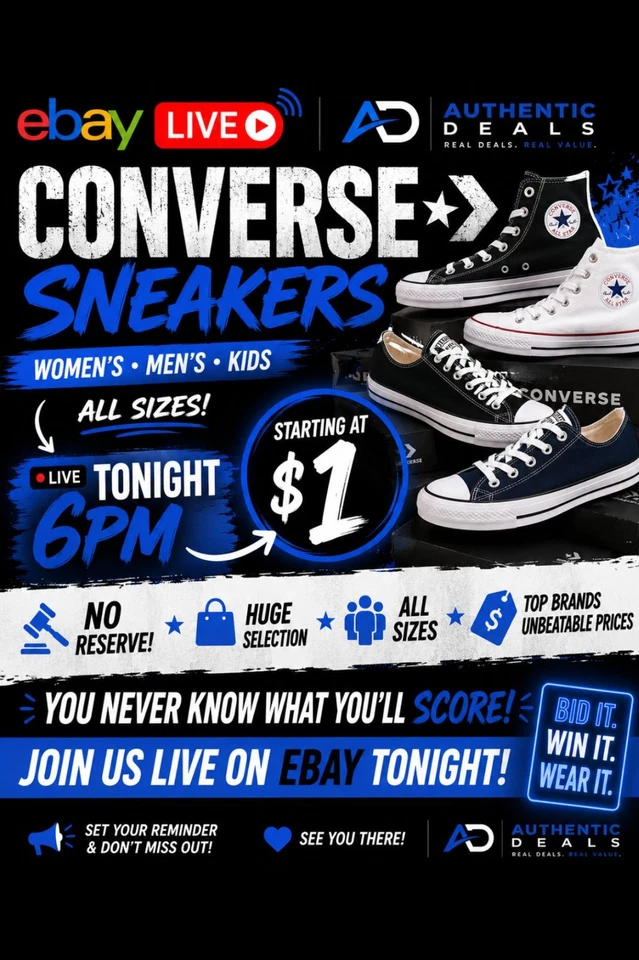 CONVERSE INSANE LIQUIDATION! ALL NEW WITH TAGS! $1 STARTS NO RESERVE!