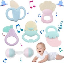 6er-Pack Bei&szlig;ring Baby,Zahnungshilfe mit Gl&ouml;ckchen Baby Spielzeug 0 monate