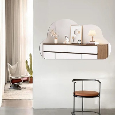 31 4 ZOLL DIY Wandspiegel Aufkleber Silber Wolke Motiv f��r moderne Wohnr?ume