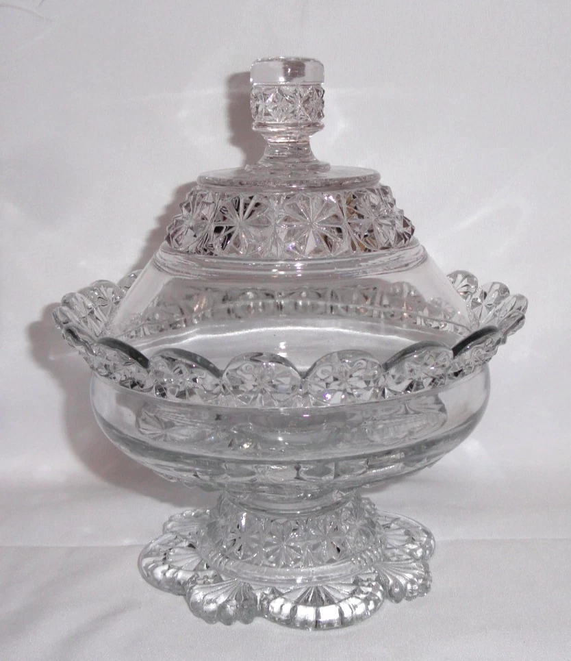 Antique Belmont Glass Co Butter Dish ~ 400 (OMN) ~ Globe & Star ~ w/Lid ~ c 1887