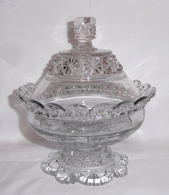 Antique Belmont Glass Co Butter Dish ~ 400 (OMN) ~ Globe & Star ~ w/Lid ~ c 1887