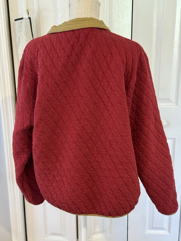 Sudadera Orvis para mujer roja acolchada 1/4 a presión talla grande Cottage Core Foto 4 de 4