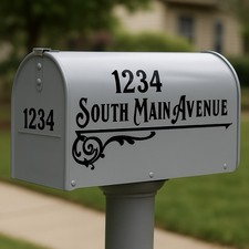 Custom Standard Mailbox Vinyl Decal Set   Street Address  Color Personalization