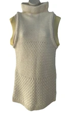 Patrizia Pepe Cream Sleeveless Turtleneck Knit Top – Alpaca-Wool Blend IT-2 S/XS