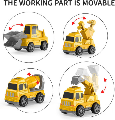 5 In 1 Construction Truck Toy Set With 4 Vehicles For Toddlers Age 2 To 6 - Picture 7 of 8