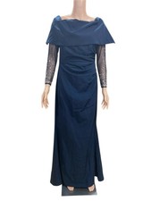 Vince Camuto Women’s Gown Dress Size 10 Navy Blue Rhinestone Sleeve Off Shoulder