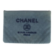 Chanel Deauville Sequin Denim Clutch Bag Women Blue One Size