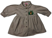 VTG Mickey, Inc. Embroidered Cotton Winnie The Pooh Khaki Dress Baby 12 Months