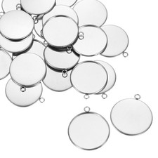 30Pcs 25mm Stainless Steel Cabochons Setting Blank Base Silver 