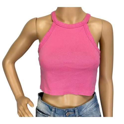 Zara High Neck Cropped Tank Top Pink Casual Spring Summer Size S