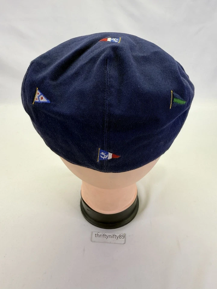 Rugby Ralph Lauren Navy Flags Embroidered Drivers Cap Hat VTG  Newsboy Viscose - Image 4 of 4