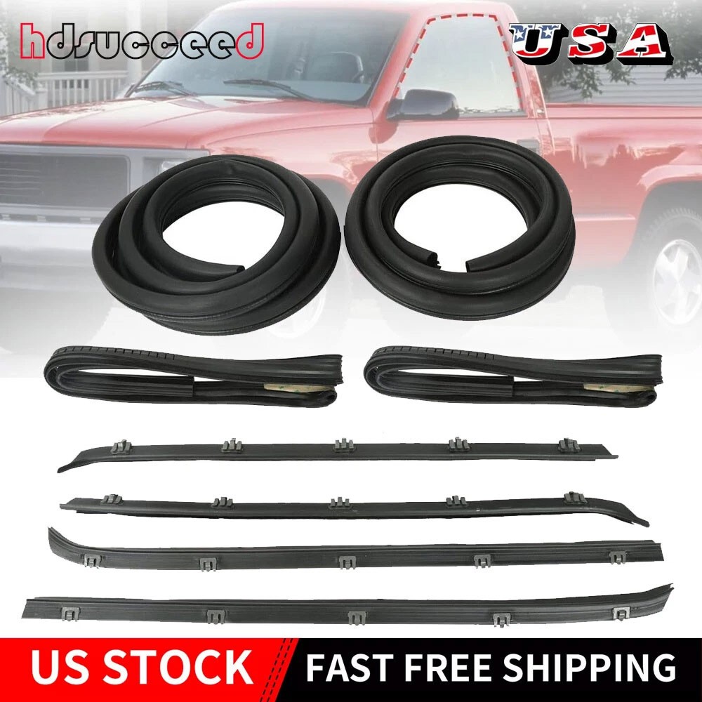 Chevy GMC Truck Front Door Window Run Sweep Weatherstrip Seals Kit