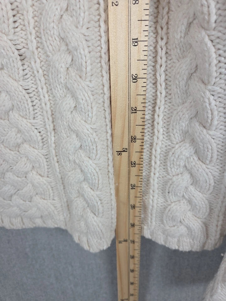 Lands End Womens M Fisherman Drifter Chunky Cable Knit Sweater Pullover Retro - Image 3 of 4