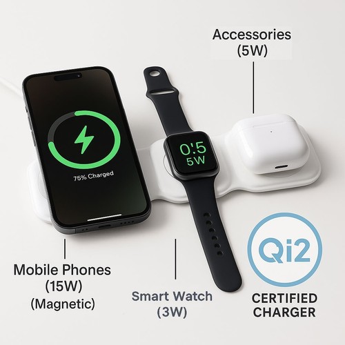 3-in-1 Fast Wireless Charging Dock for iPhone, Watch & AirPods – Travel Ready! - 第 5/7 張圖片