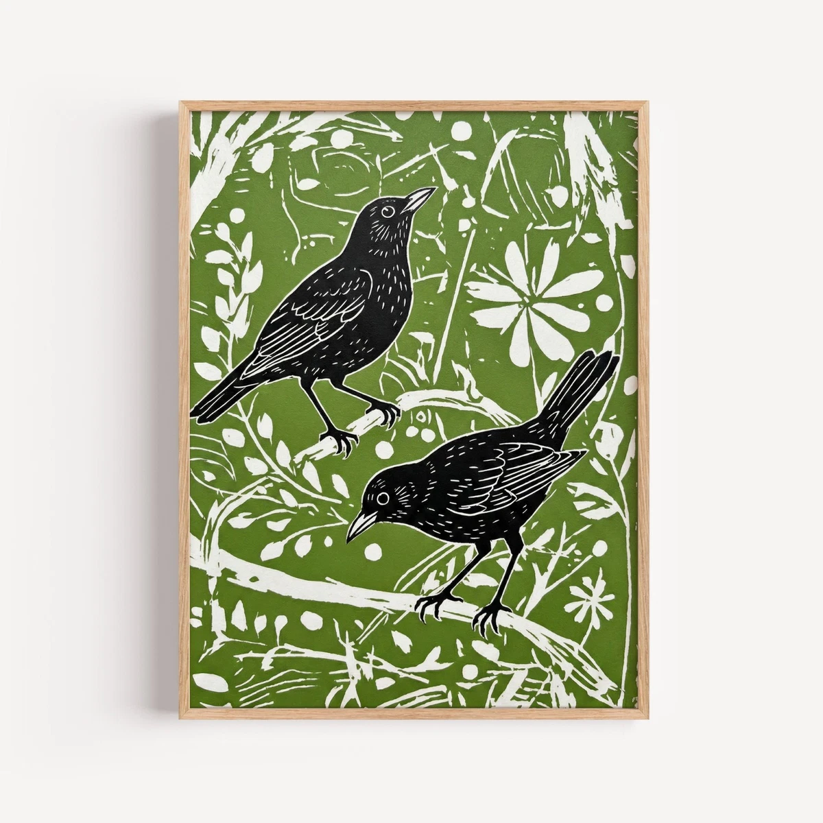 Wee Blue Coo – Stampa Artistica Con Uccelli Su Strisce, Cornice In Legno 23x18 Cm, Decorazione Parete - copertina