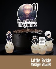Jujutsu Kaisen JJK Cake Topper 4 FREE Cupcake Picks Birthday Party Anime Manga