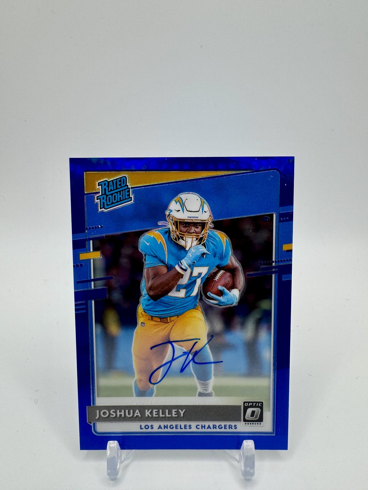 2020 Donruss Optic #188 Joshua Kelley Rated Rookies Autographs Blue #/75