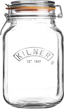 Kilner 1.5L Glass Jar Square Clip Top Airtight for Storing Fruits & Vegetables