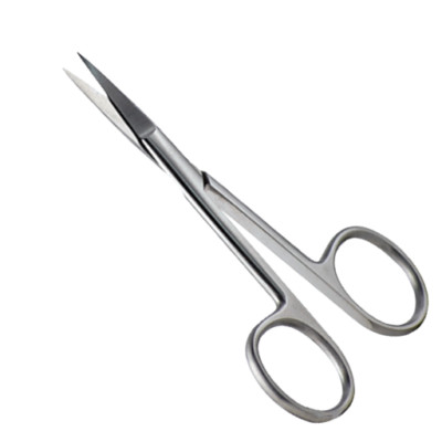 Iris Scissors, 4'', Curved, Standard Blades, Heavy Pattern, Premium German Stain.