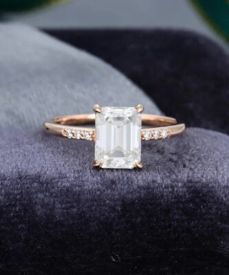1,80 ct im Labor gezüchteter Smaragd Diamant 14k Rotgold Farbe F VVS1 IGI-zertifizierter Ring
