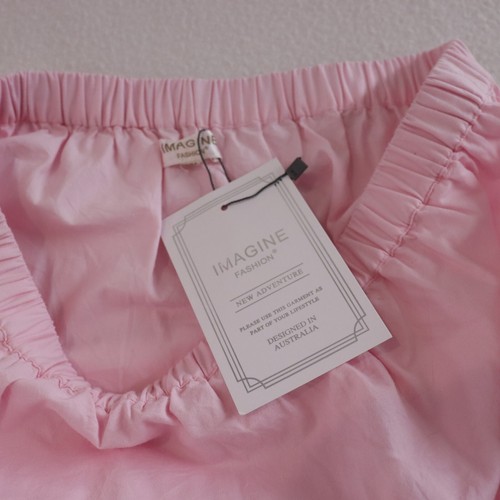 Imagine Italy Womens Maxi Tier Skirt Size S M Pink Cotton Elastic Waist - Picture 3 of 12