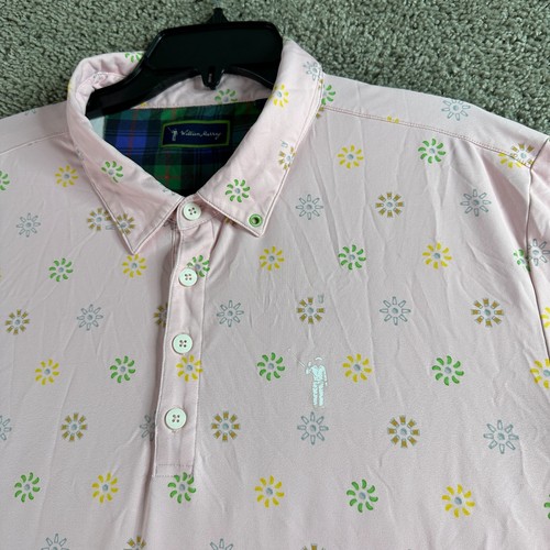 William Murray Golf Shirt Mens Extra Large Pink Tequila Shot Sunburst Polo - Picture 3 of 13