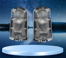 81-93 DODGE TRUCK RAM CHARGE CLEAR Tail lights w chrome wide trim Pair NEW