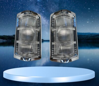 81-93 DODGE TRUCK RAM CHARGE CLEAR Tail lights w chrome wide trim Pair NEW