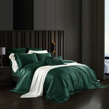 22 MM Bedding Set 4pcs Mulberry Silk Quilt Cover Flat Sheet Pillowcases Green