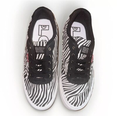 Levi's Kids Shoes Zebra Animal Print Canvas Sneaker Shoes Athletic SZ 9 & 7 TOD