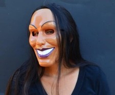 Creepy Scary Halloween Original Anarchy Smiling Grin Face Purge Mask God FEMALE