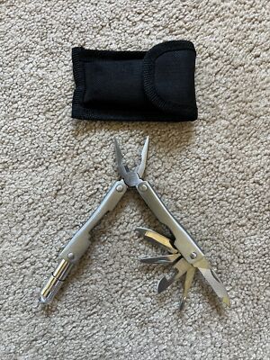 10 Function Mini Stainless Steel Pocket Pliers Knife Multitool w/ LED Flashlight