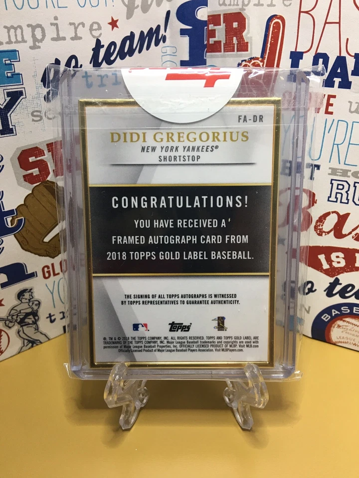 2018 TOPPS GOLD LABEL DIDI GREGORIUS GOLD FRAMED AUTO /75 CARD# FA-DR - Image 2 of 2