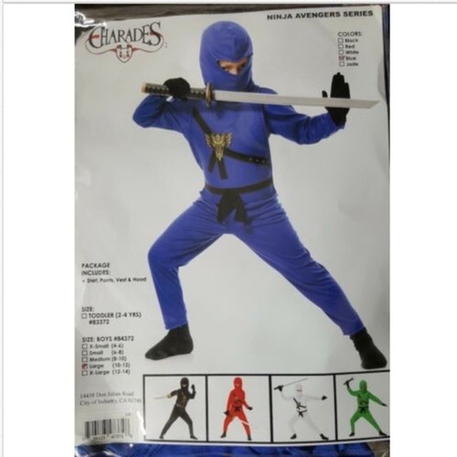 Blue Ninja Avengers Series Boys halloween Costume Size L (10-12) NWT - Picture 3 of 7