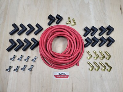 Universal MSD Super Conductor 8.5mm Red Spark Plug Wire Socket kit v8 90 Degree