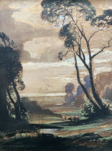 Baragwanath King (1864-1939) Original Castle Landscape Pastel & Gouache Painting - Picture 7 of 10