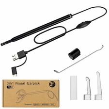 LED HD Ear Endoscope Otoscope Camera Tool Cleaning Wax Pick Cleaner Removal Set