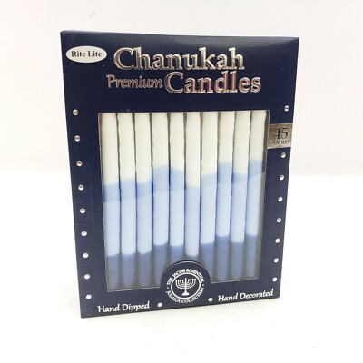 Rite Lite Premium Chanukah Candles- Pack of 45 Hanukkah (Blue/White Tri-Color)