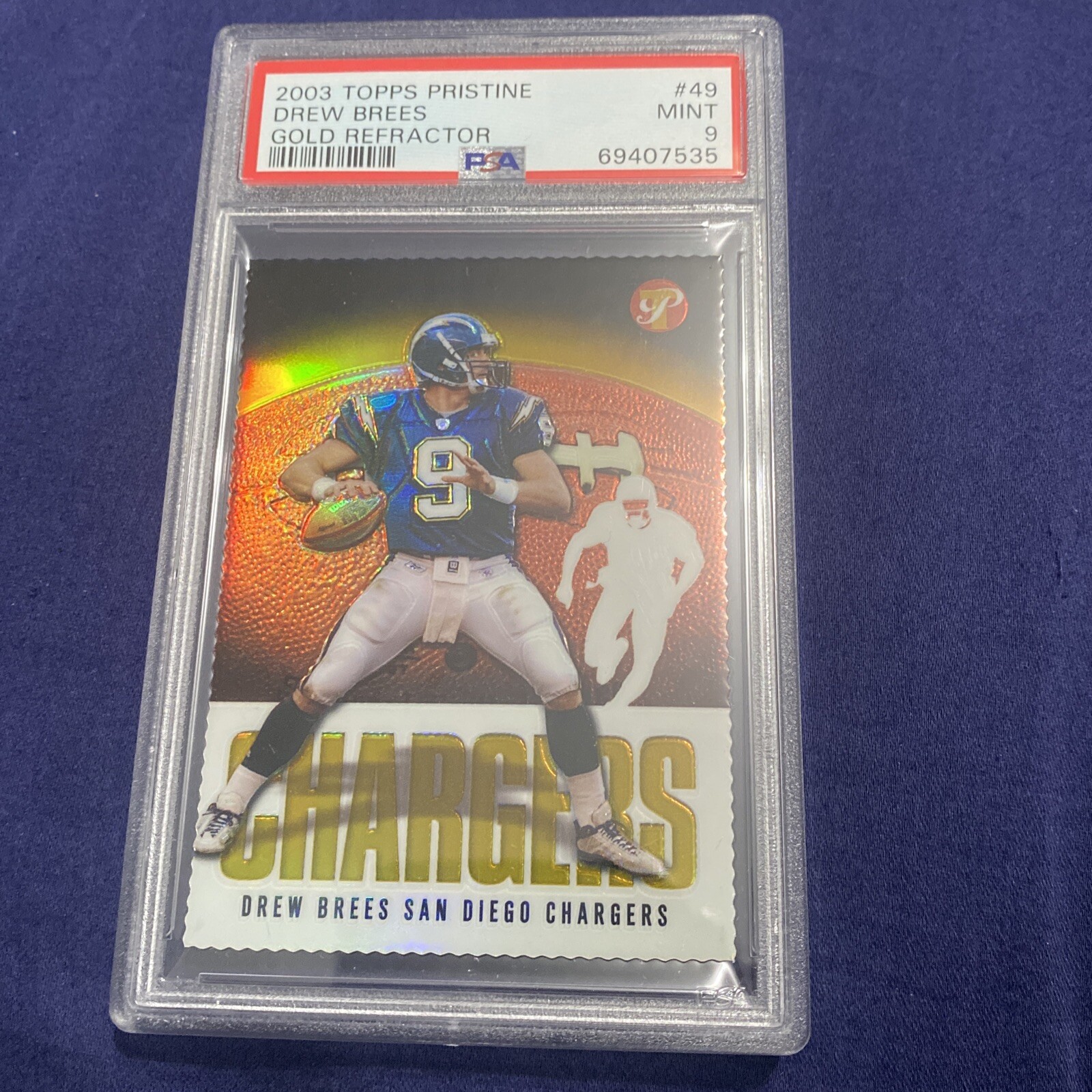 2003 Topps Pristine Gold Refractor Die-Cut Drew Brees /150 PSA 9 🔥🔥🔥🔥