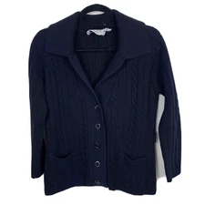 Vintage Sweater Bee by Banff Woman's blue  button down Cardigan Sz 40 (10)