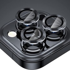 For iPhone 16e 15 14 Metal Tempered Glass Camera Lens Circle Screen Protector