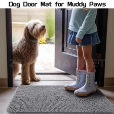 Dog Door Mat For Muddy Paws Absorbs Moisture Absorbent Non Slip Washable US