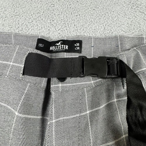 Hollister Hose Herren 38 x 30 (Etikett sagt 38x34) grau kariert mit Gürtel Chino lesen! - Bild 4 von 11