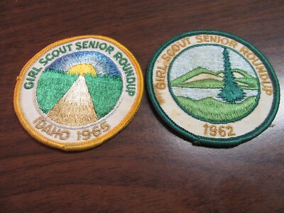 1962 & 1965 Girl Scout Senior Roundup Pocket Patches Worn     c80