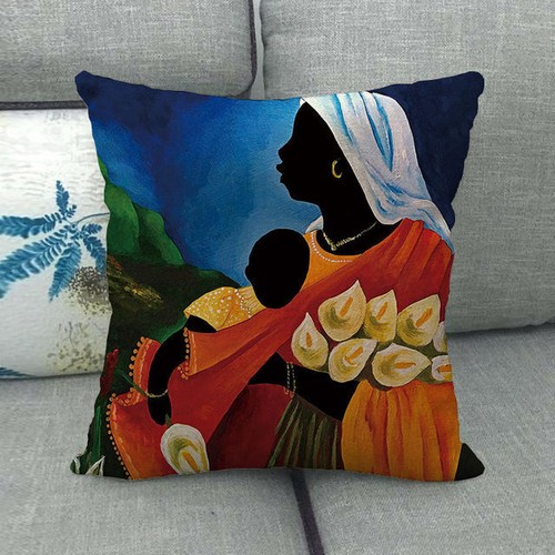 18" Portraits of African women Linen Cotton Throw Pillow Case Sofa Cushion Cover - Picture 4 of 24