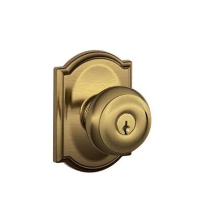 Schlage Georgian Keyed Entry Door Knob with Camelot Trim F51A GEO CAM