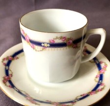 "ROSENGIRLANDEN" Jugendstil Mokkagedeck Eichwalder Porzellanfabr. B.Bloch BÖHMEN